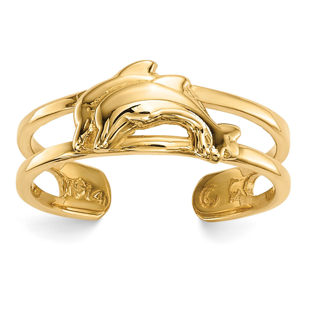 Dolphins Toe Ring 14k Gold R569