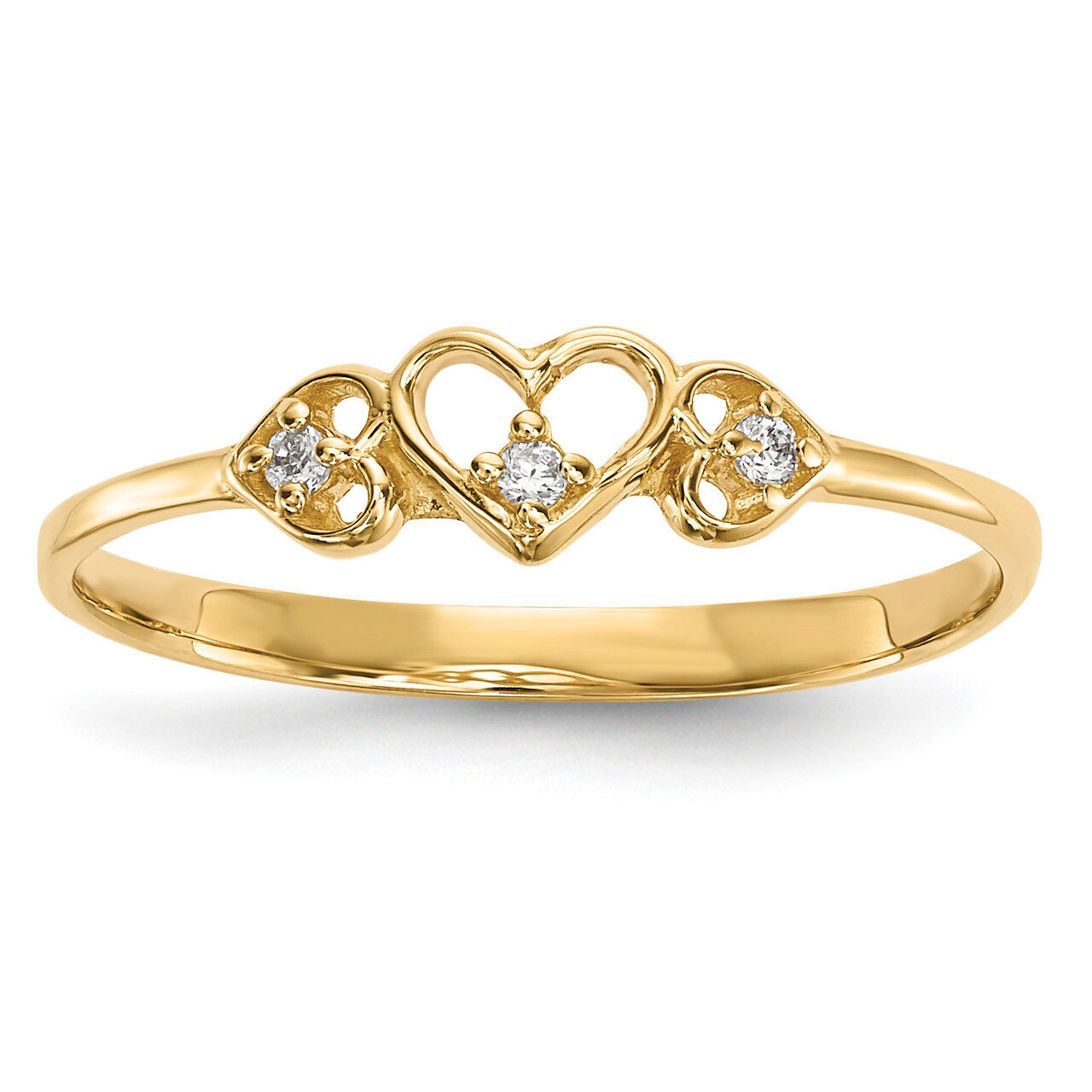 CZ Diamond 3-Hearts Ring 14k Gold R591, MPN: R591, 886774018201