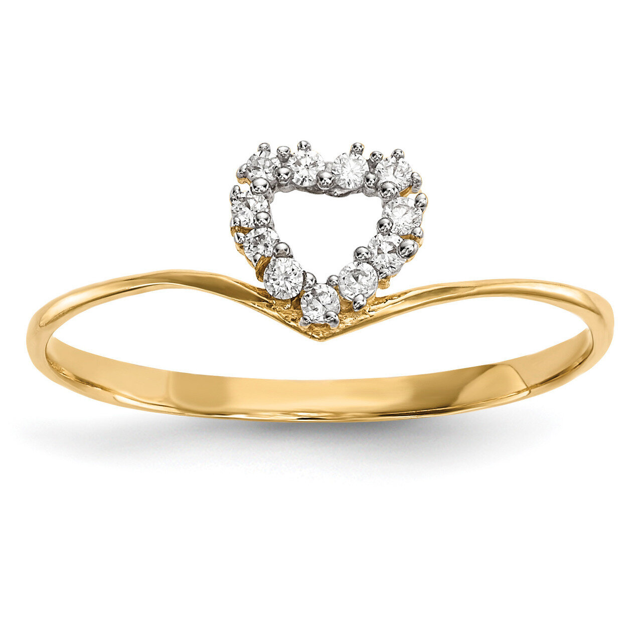 CZ Diamond Heart Ring 14k Gold R592