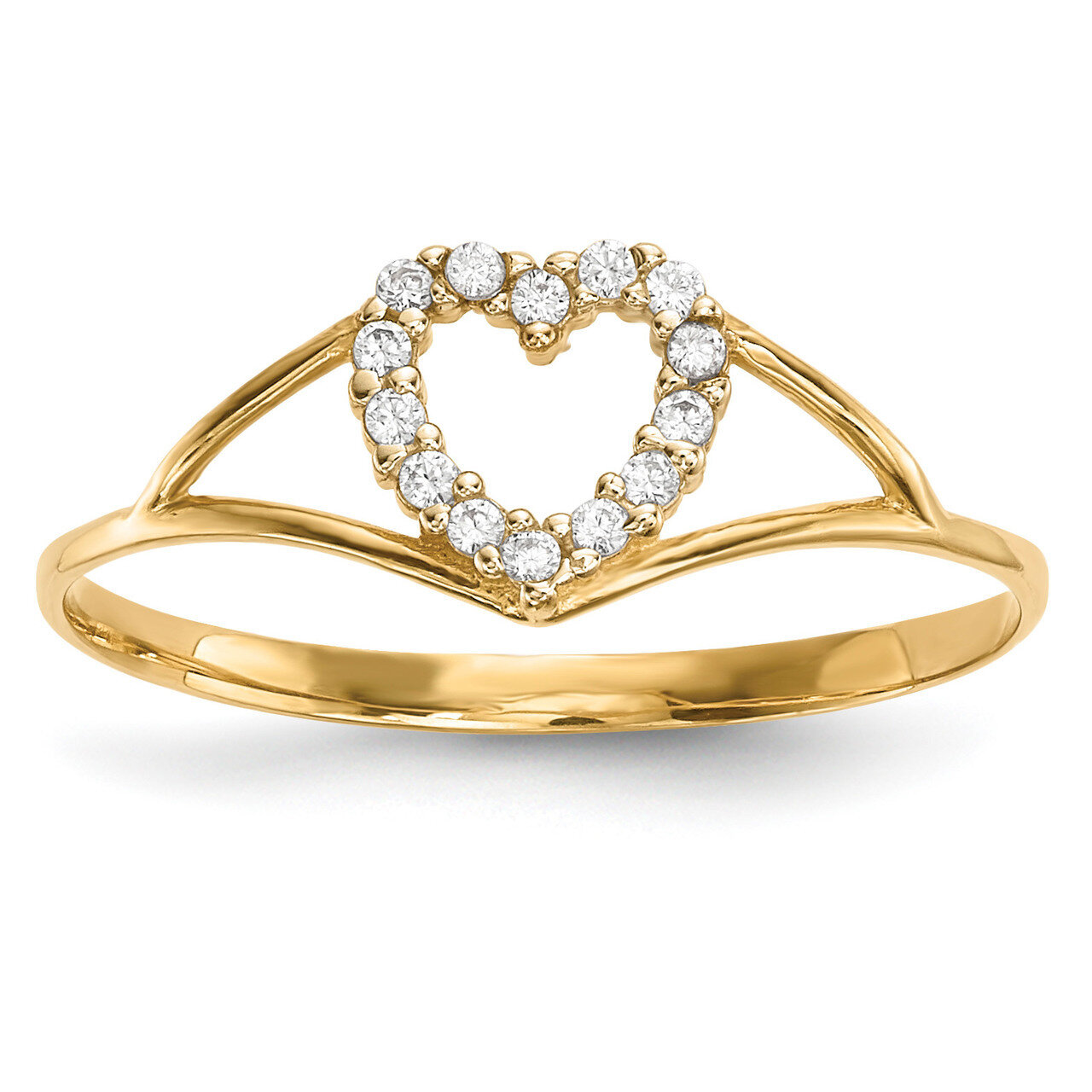 CZ Diamond Heart Ring 14k Gold R595, MPN: R595, 191101803420