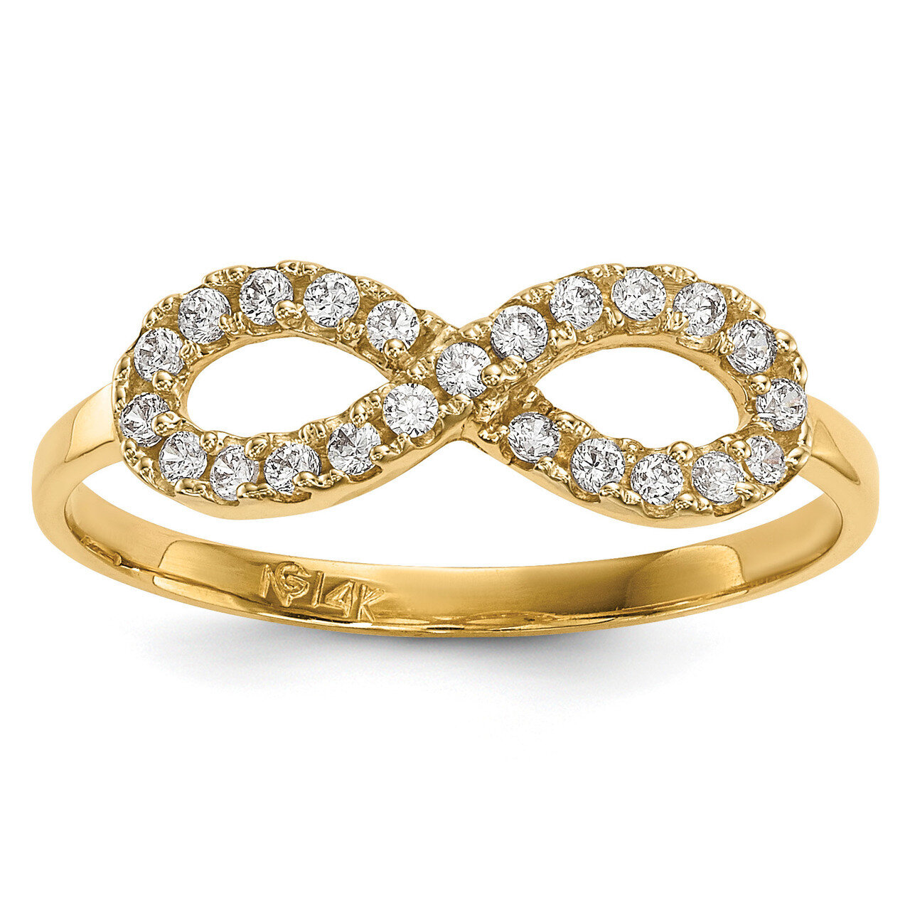 CZ Diamond Infinity Symbol Ring 14k Gold R610