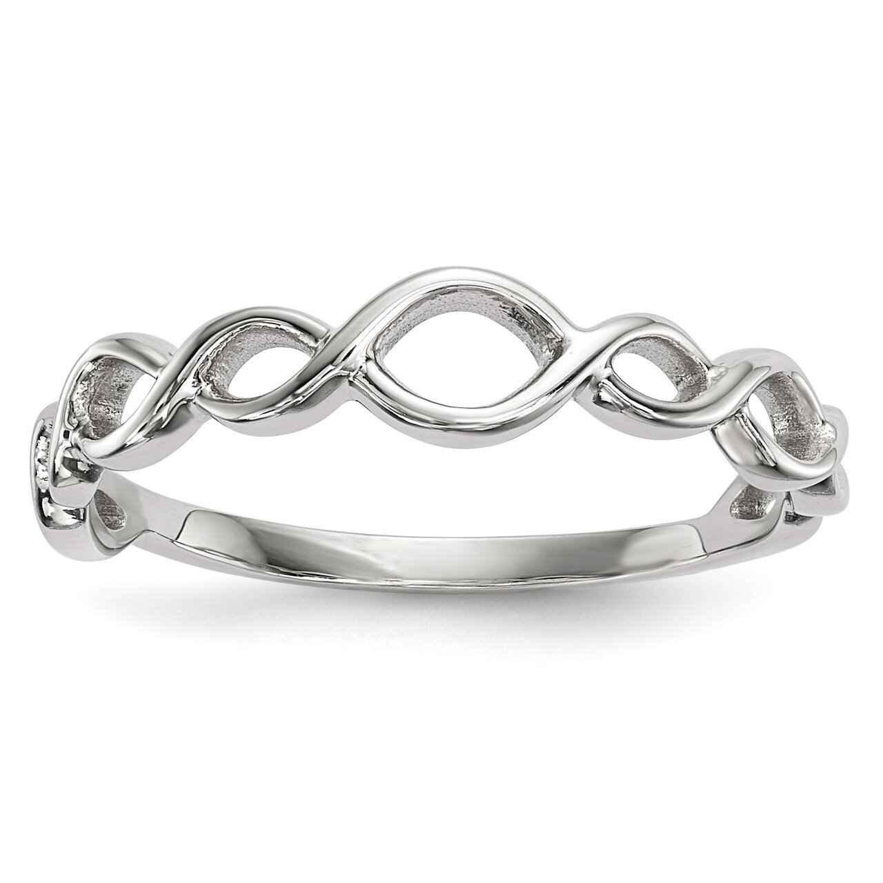 Polished Twisted Loops Ring 14k white Gold R613