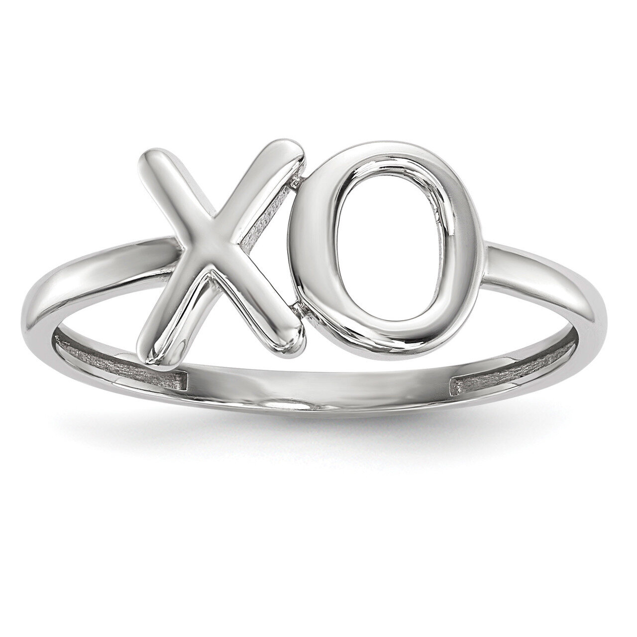 Polished X-O Ring 14k white Gold R617