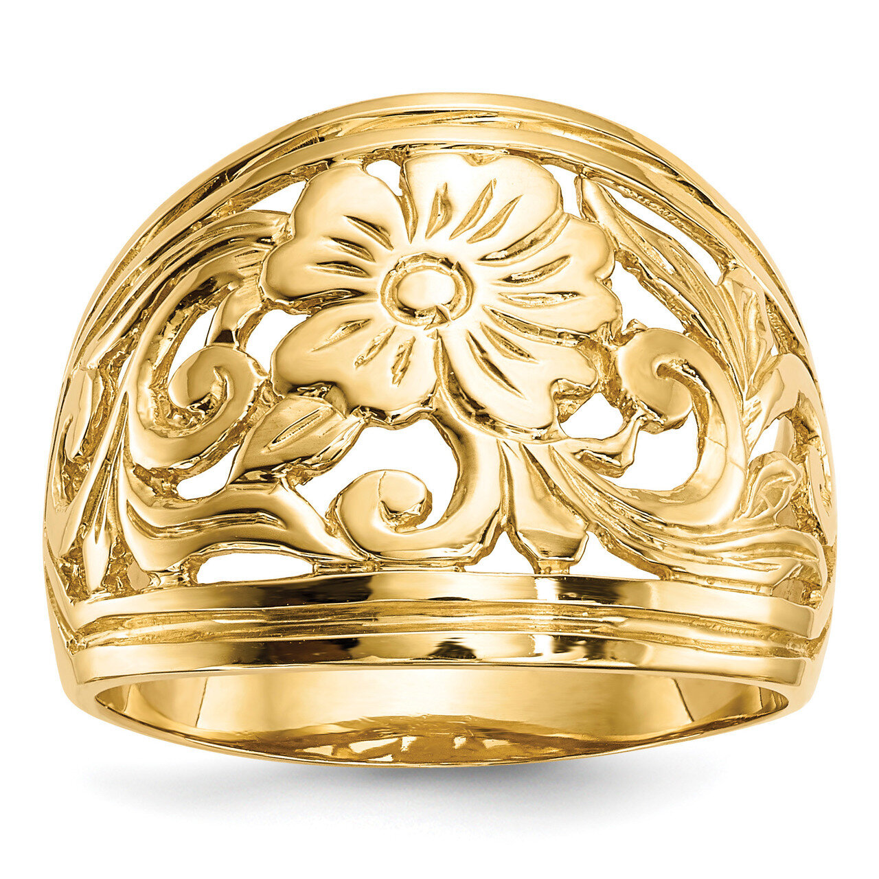 Floral Ring 14k Gold Polished R638, MPN: R638, 191101686900