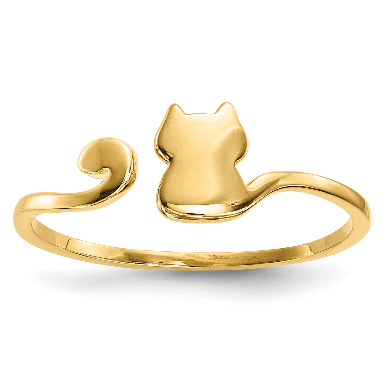 Cat Adjustable Cuff Ring 14k Gold Polished R639