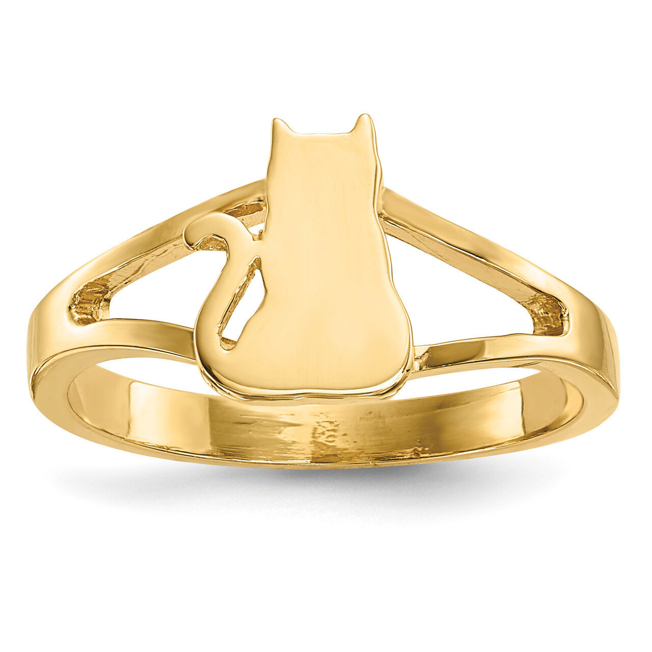 Cat Ring 14k Gold Polished R640