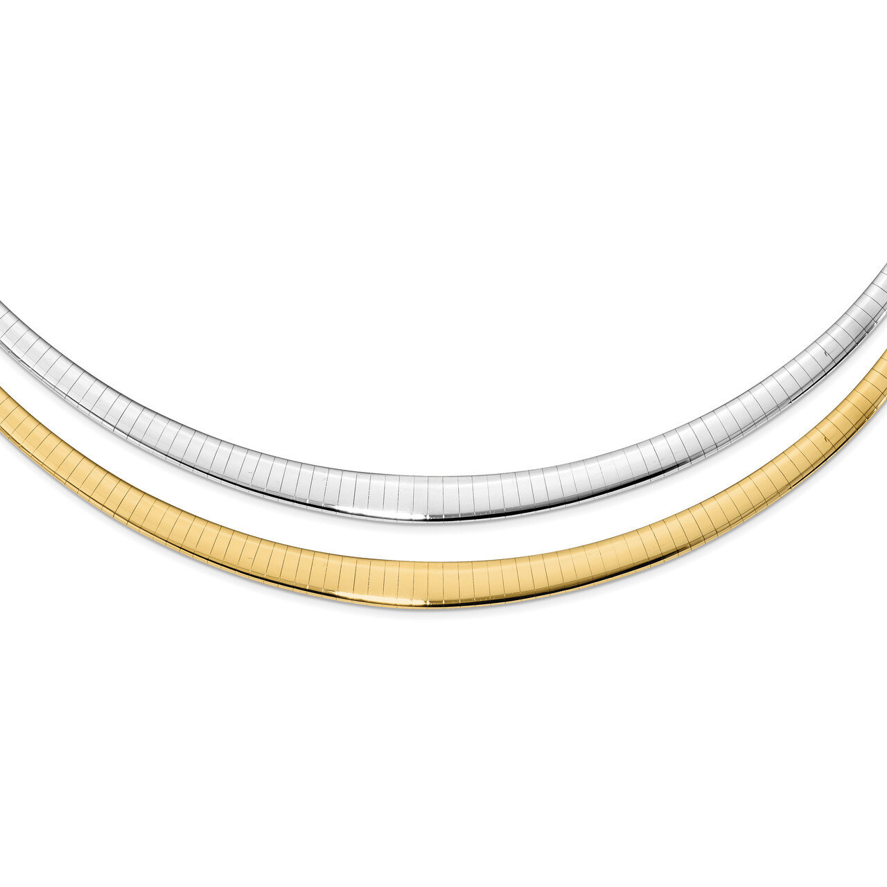 16 Inch 3/6mm Graduated Reversible Omega Necklace 14k Gold Polished RDG6-16