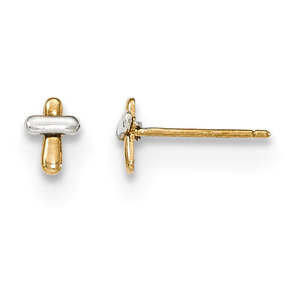Madi K Polished Cross Post Earrings 14k Two-Tone Gold SE2468, MPN: SE2468, 191101453670