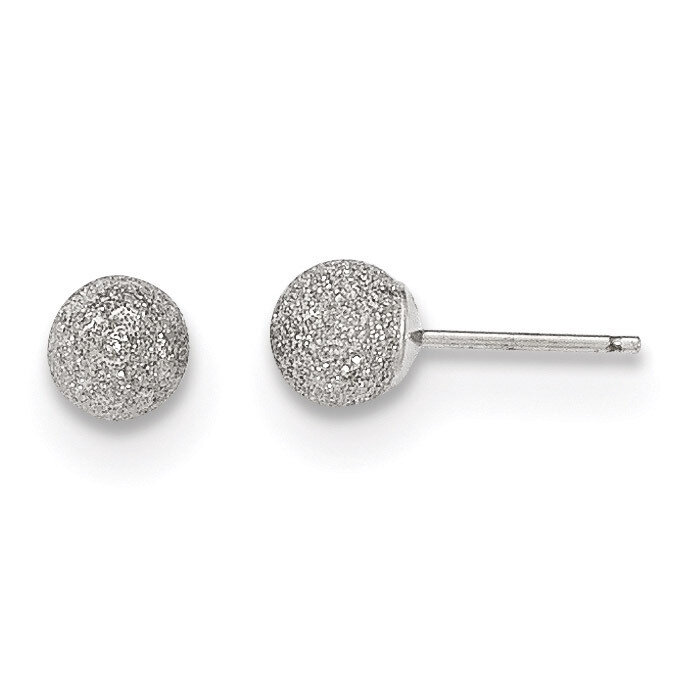Madi K Laser Cut 5M Ball Post Earrings 14k white Gold SE2482, MPN: SE2482, 191101363405