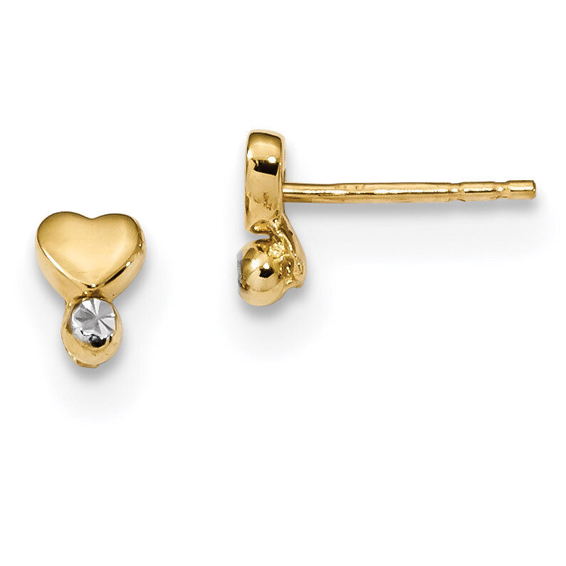 Madi K Rhodium-plated Polished Diamond -cut Heart Post Earrings 14k Gold SE2532, MPN: SE2532,