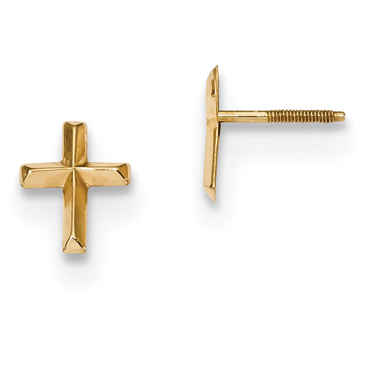 Madi K Polished 3D Cross Post Earrings 14k Gold SE2542, MPN: SE2542, 716838333813