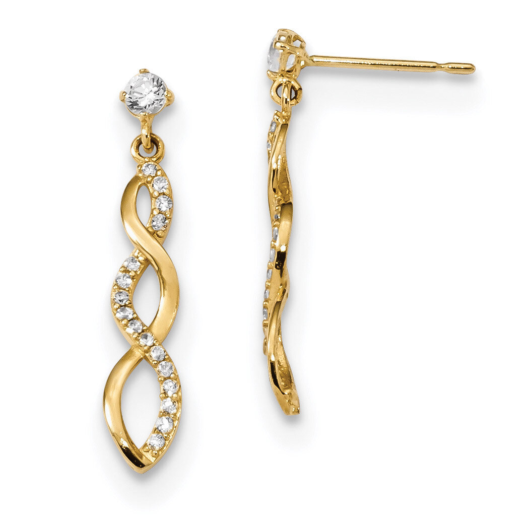 Madi K CZ Diamond Twisted Dangle Post Earrings 14k Gold SE2547, MPN: SE2547, 883957984995