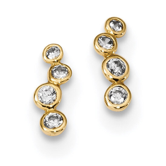 Madi K 4-CZ Diamond Bezel Set Post Earrings 14k Gold SE2549, MPN: SE2549, 191101901775