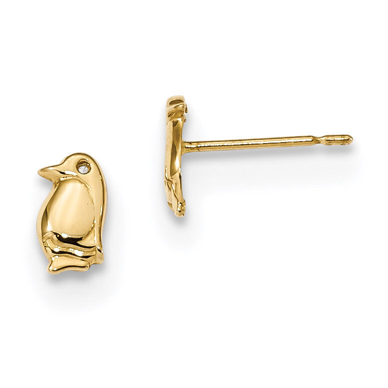 Madi K Childrens CZ Diamond Penguin Post Earrings 14k Gold SE2556