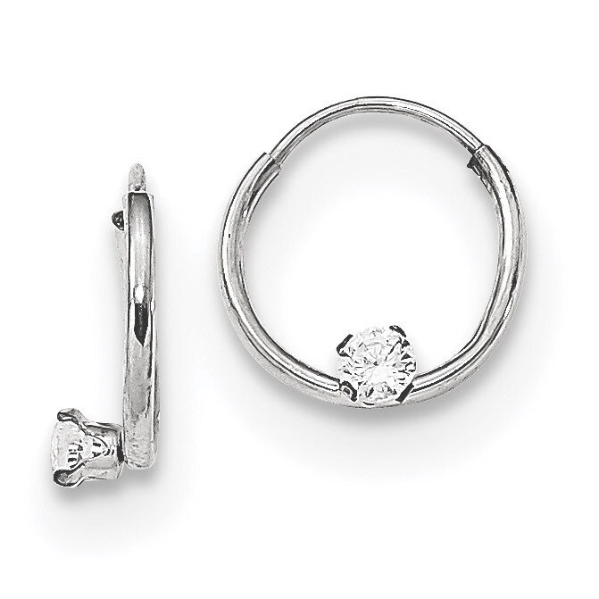 Polished 2mm CZ Diamond on Small Endless Hoops Earrings 14k white Gold SE2582, MPN: SE2582, 7168383…