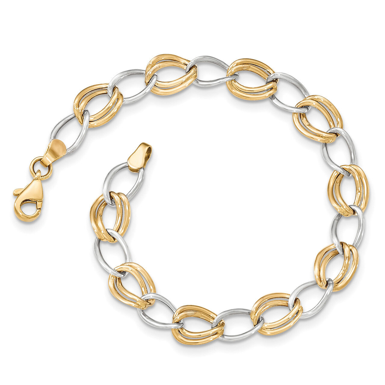 7.5 Inch Polished Open Link Bracelet 14k Two-Tone Gold SF2140-7.5