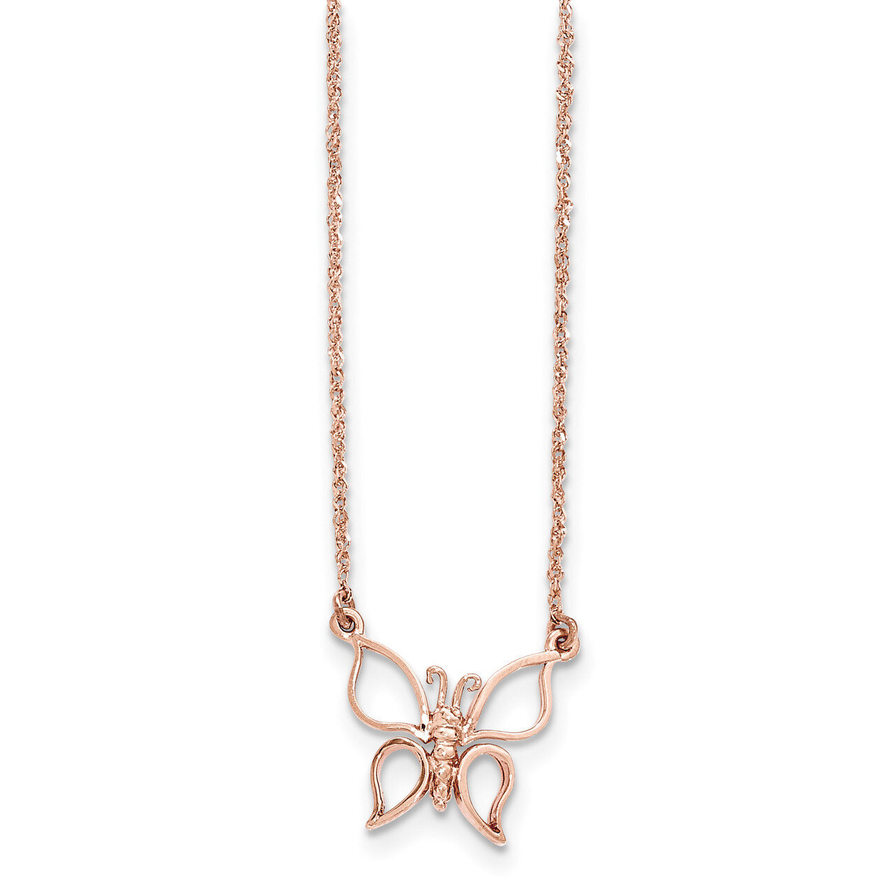 17 Inch Polished Butterfly Necklace 14k Rose Gold SF2273-17