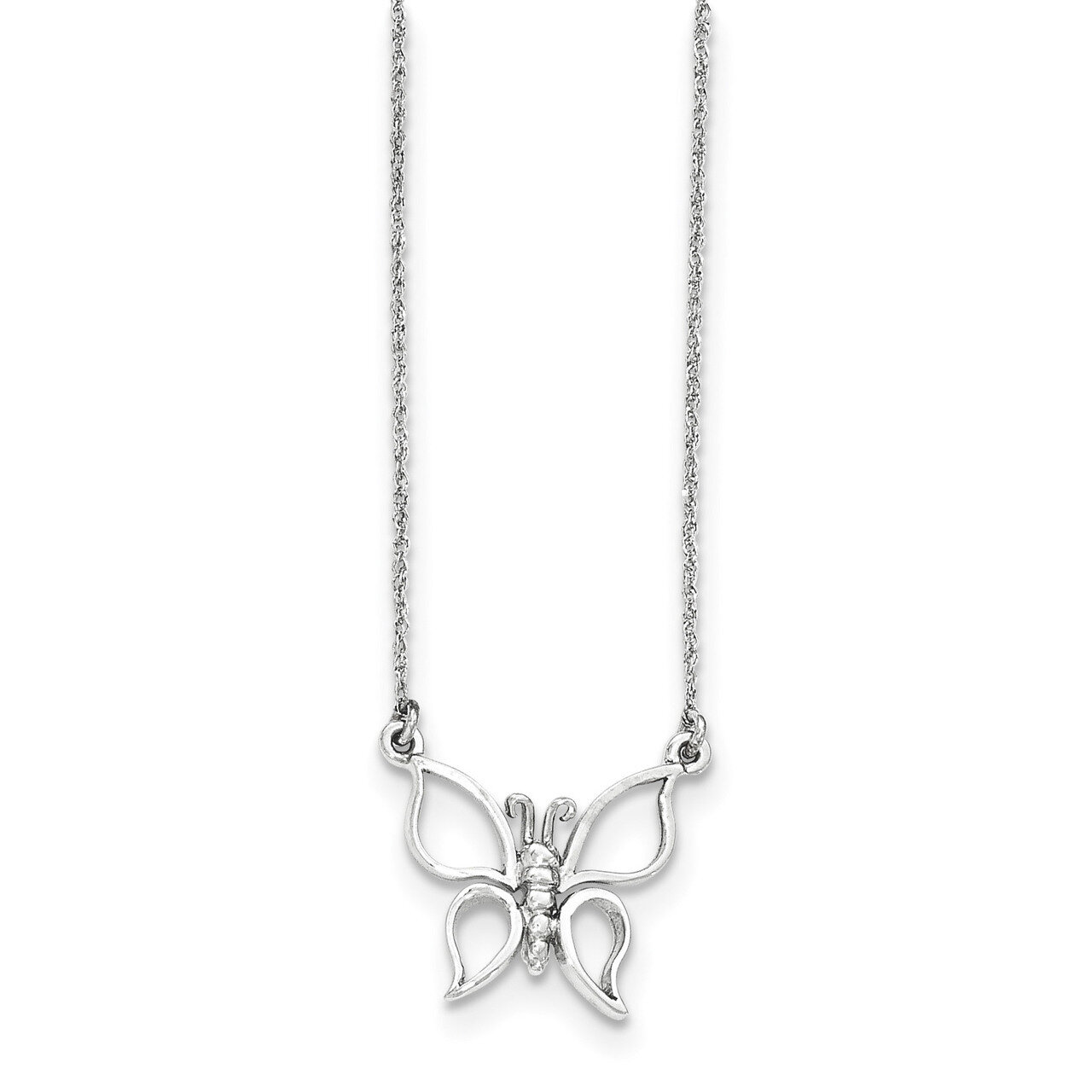 17 Inch Polished Butterfly Necklace 14k white Gold SF2274-17