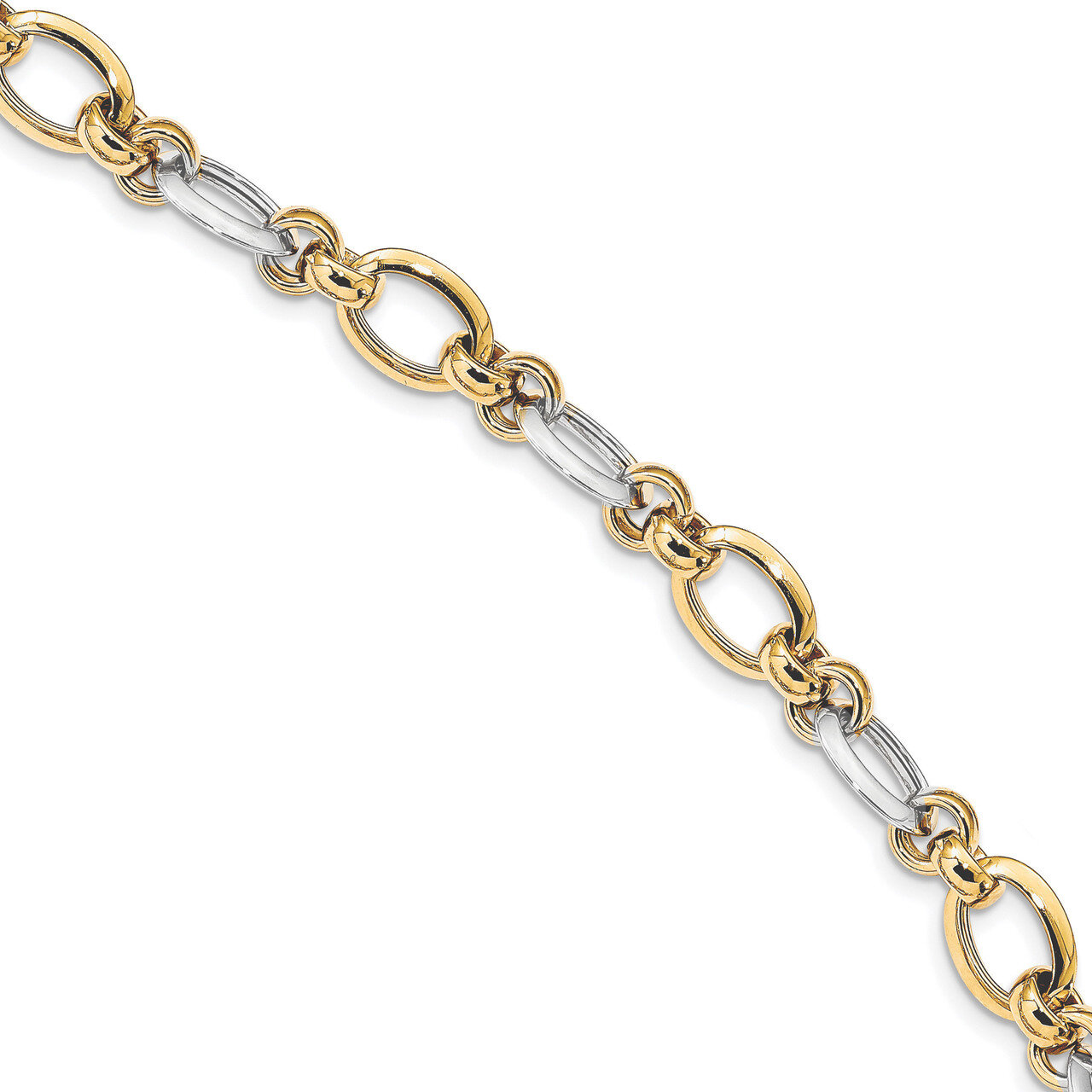 7.75 Inch Polsihed Fancy Link Bracelet 14k Two-Tone Gold SF2388-7.75, MPN: SF2388-7.75, 191101981036