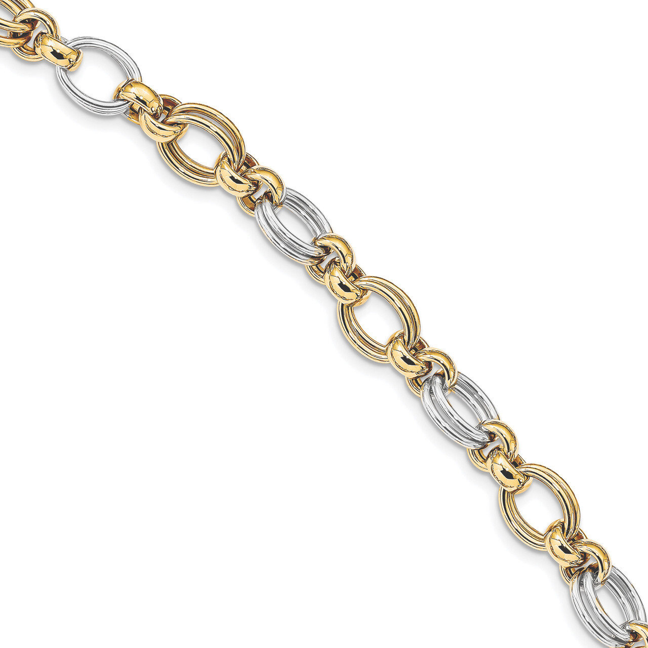 7.5 Inch Polished Fancy Link Bracelet 14k Two-Tone Gold SF2393-7.5, MPN: SF2393-7.5, 191101981050