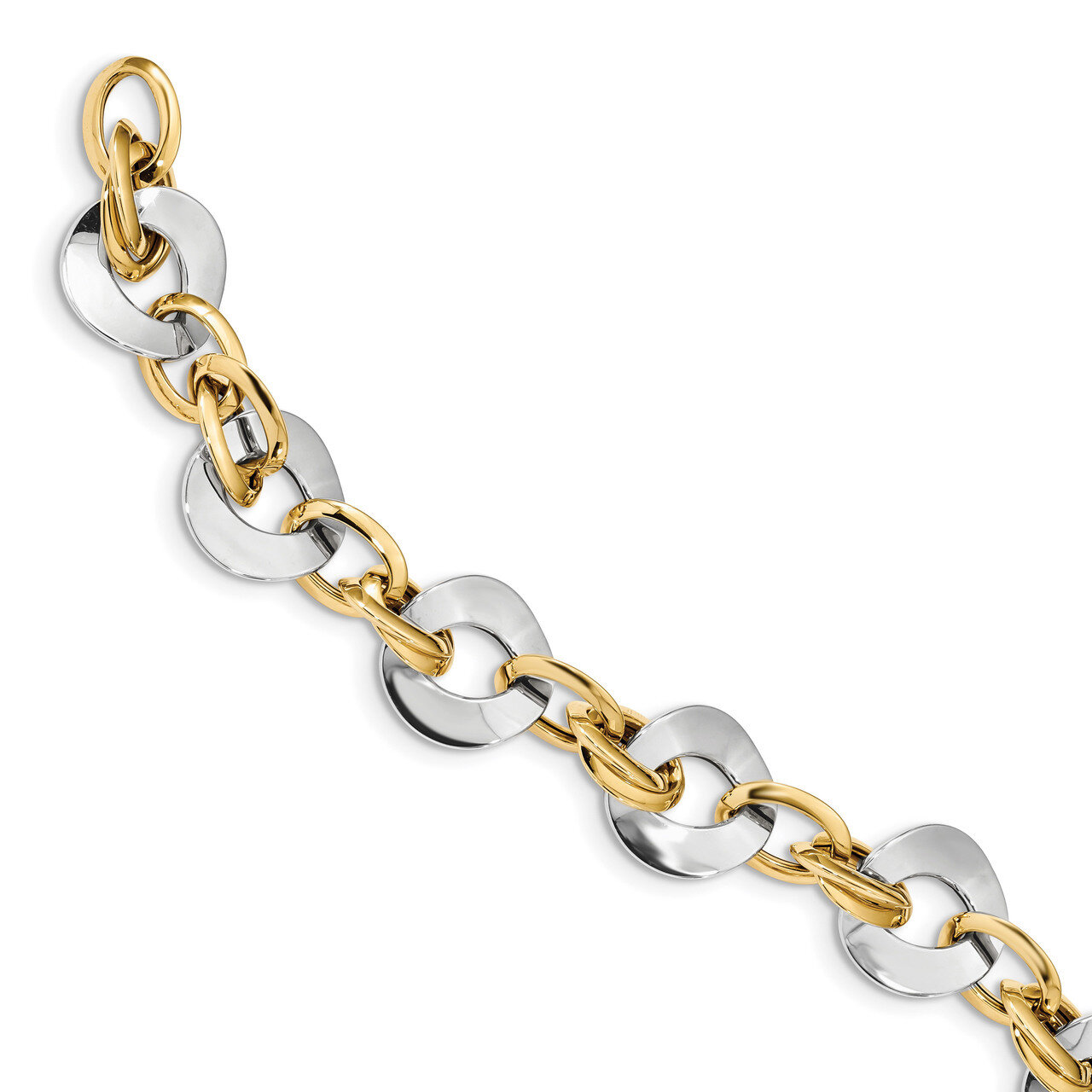 8 Inch Polished Fancy Link Bracelet 14k Two-Tone Gold SF2398-8
