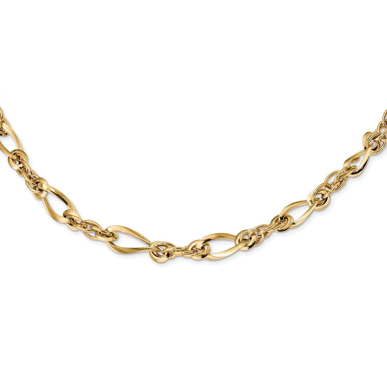 18 Inch Fancy Link Necklace 14k Gold Polished SF2422-18