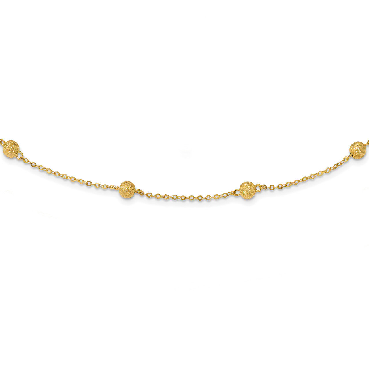 24 Inch 7 Stations Ball Necklace 14k Gold Textured SF2460-24, MPN: SF2460-24, 191101981289