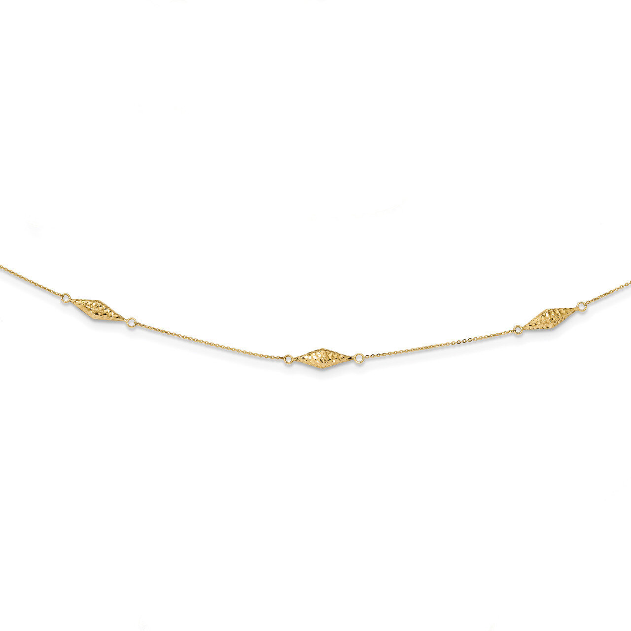 18 Inch Diamond -cut Fancy Beaded Necklace 14k Gold Polished SF2461-18, MPN: SF2461-18, 191101681769