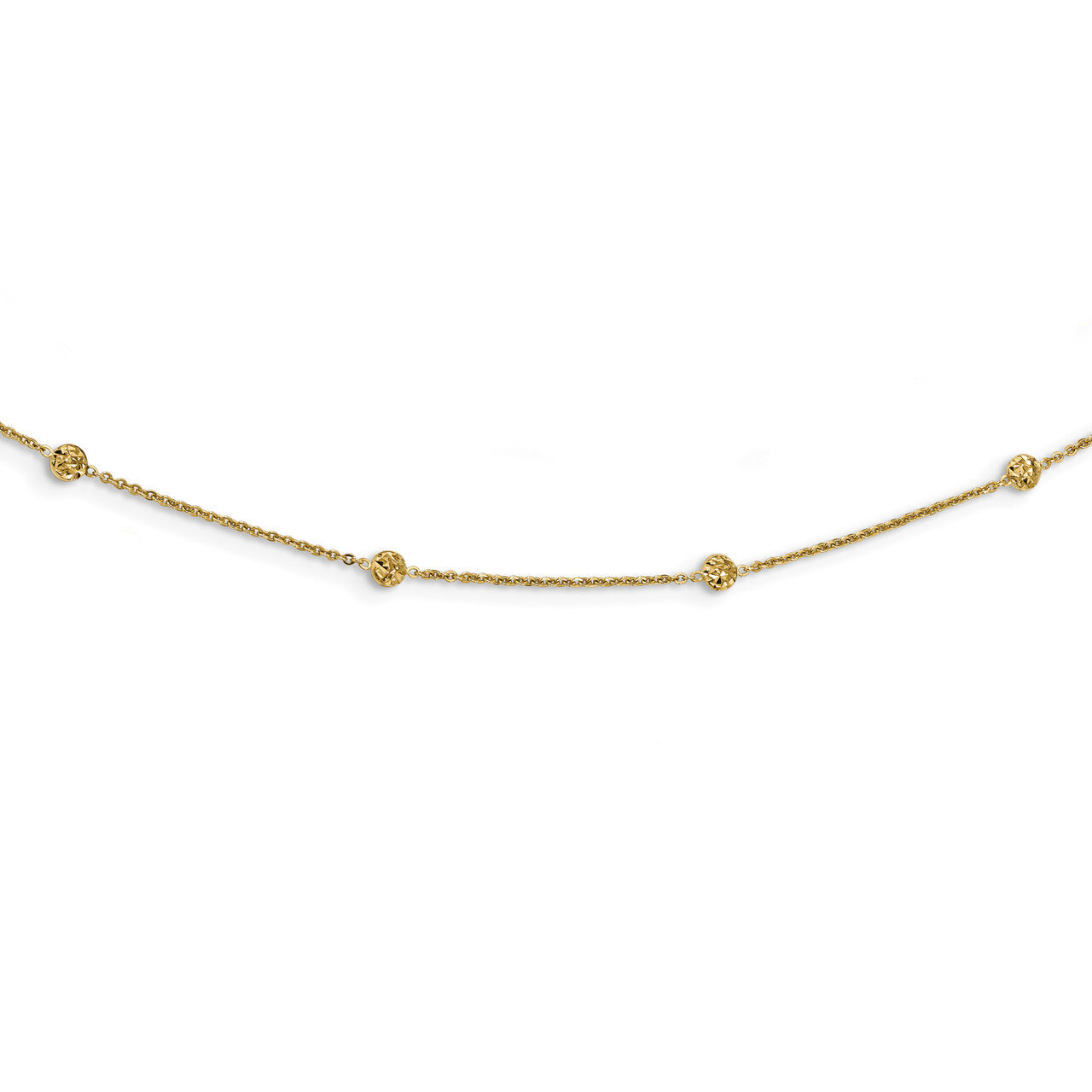18 Inch Diamond -cut Tiny Puffed Circles 15-Station Necklace 14k Gold Polished SF2463-18, MPN: SF24…