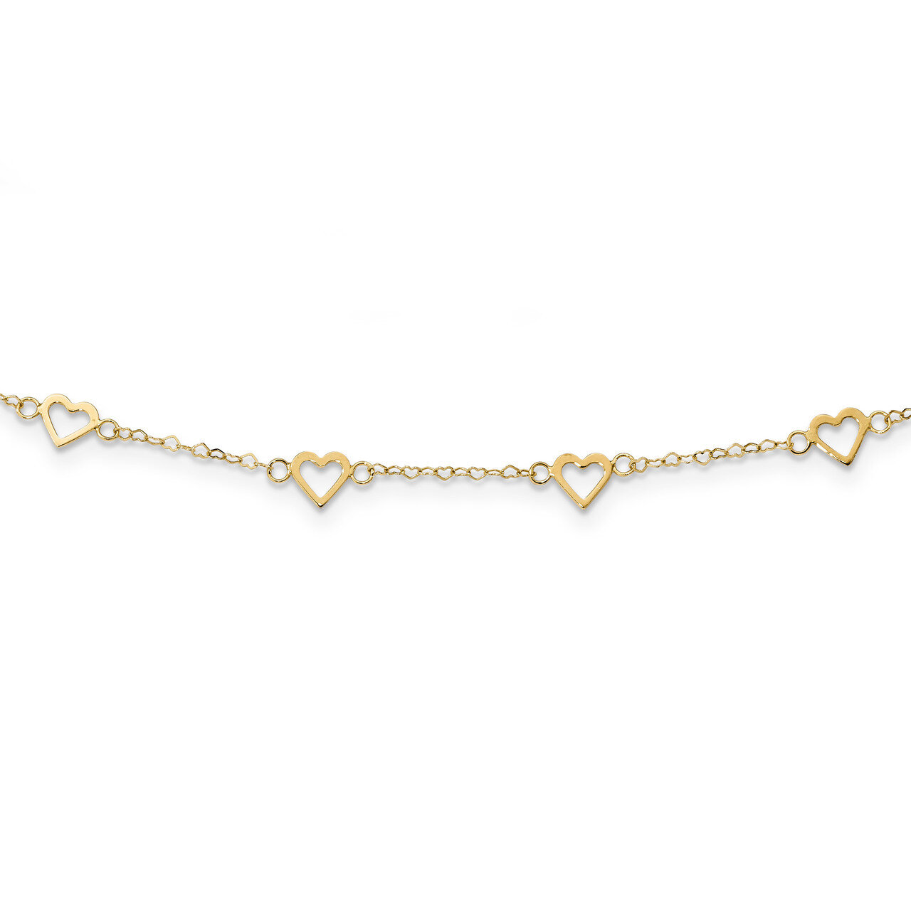 18 Inch Open Hearts on Heart Link 17-Station Necklace 14k Gold Polished SF2468-18, MPN: SF2468-18, …