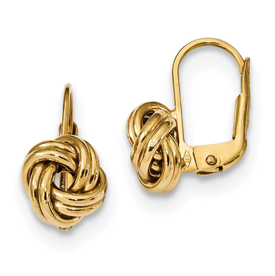 Love Knot Leverback Earrings 14k Gold Polished SF2474