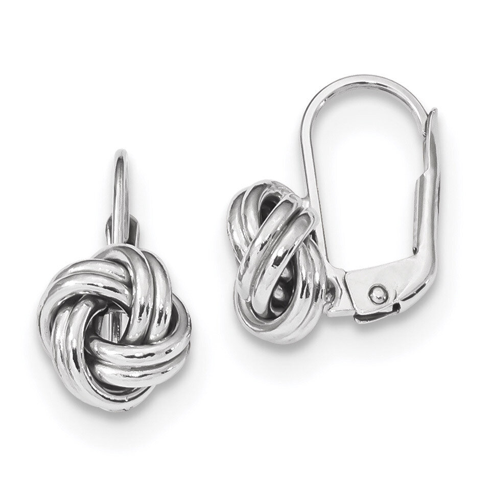 Polished Love Knot Leverback Earrings 14k white Gold SF2475