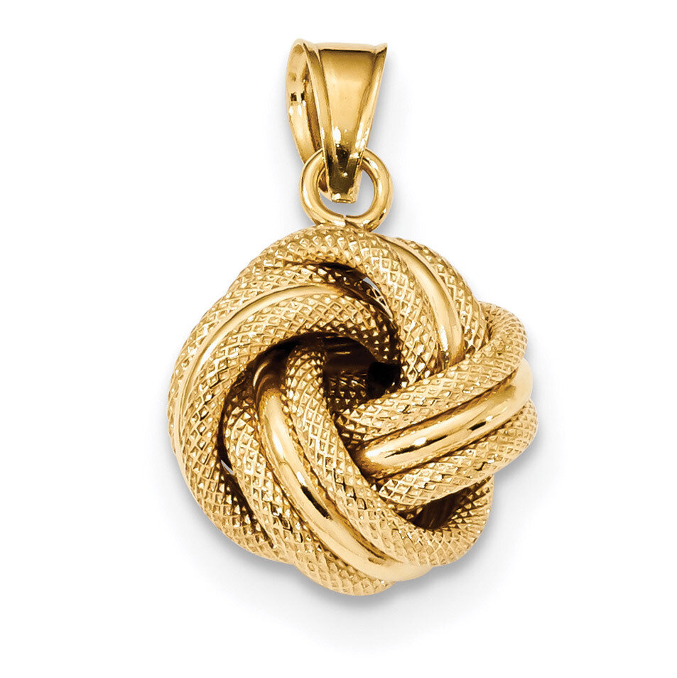 Textured Love Knot Pendant 14k Gold Polished SF2478