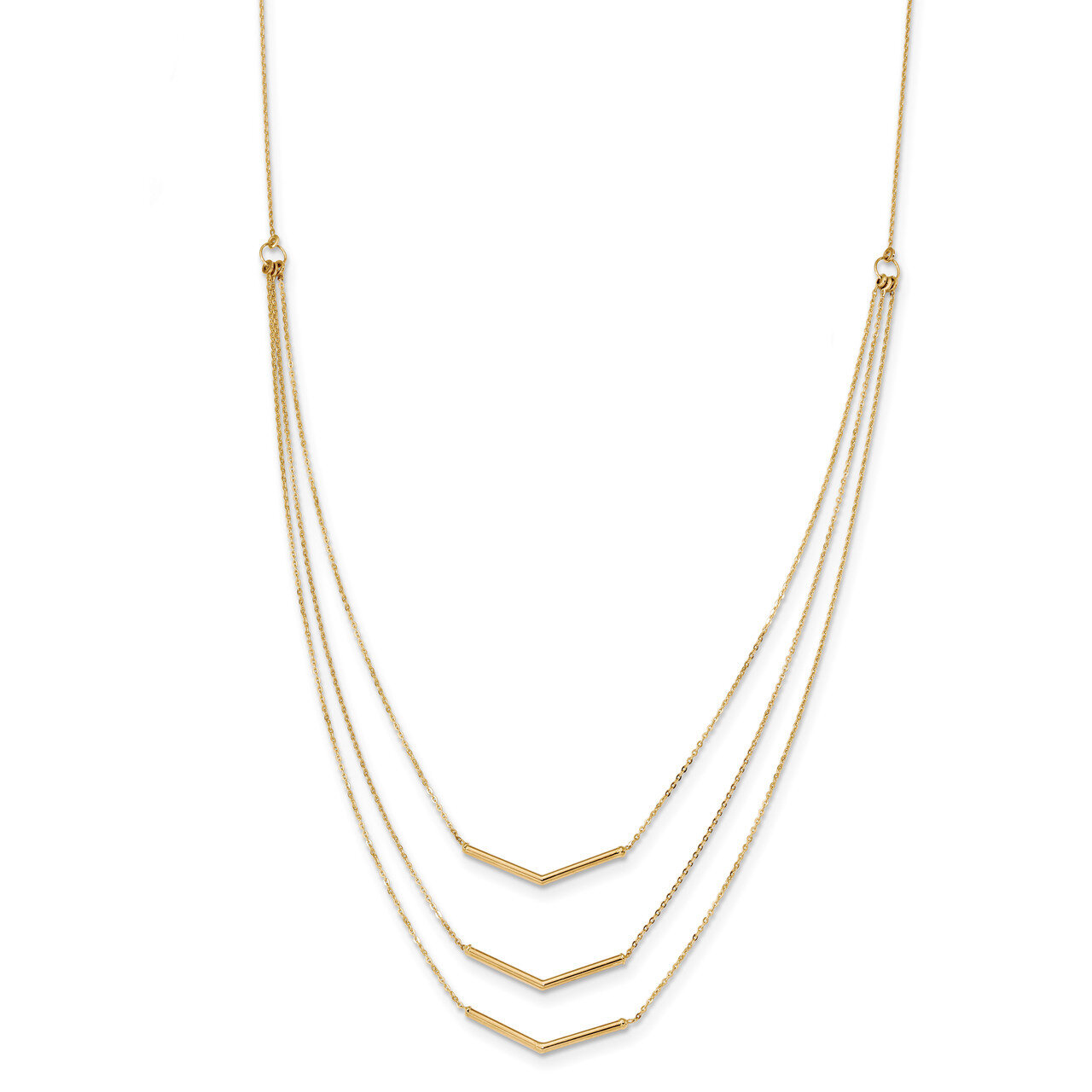 18 Inch 3 Strand w 2in Extension Drop Necklace 14k Gold Polished SF2493-16, MPN: SF2493-16, 1911010…
