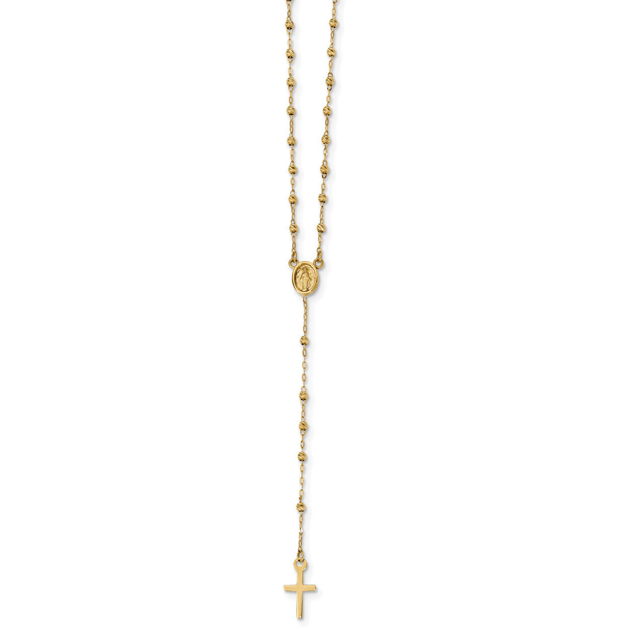 20 Inch Diamond -cut with 3in ext. Rosary Necklace 14k Gold Polished SF2513-17