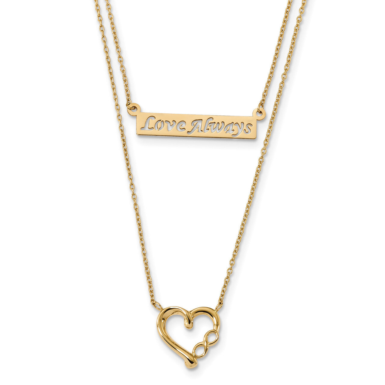 17 Inch Two-Strand Polished Love Always Heart Necklace 14k Gold SF2544-17, MPN: SF2544-17, 19110133…