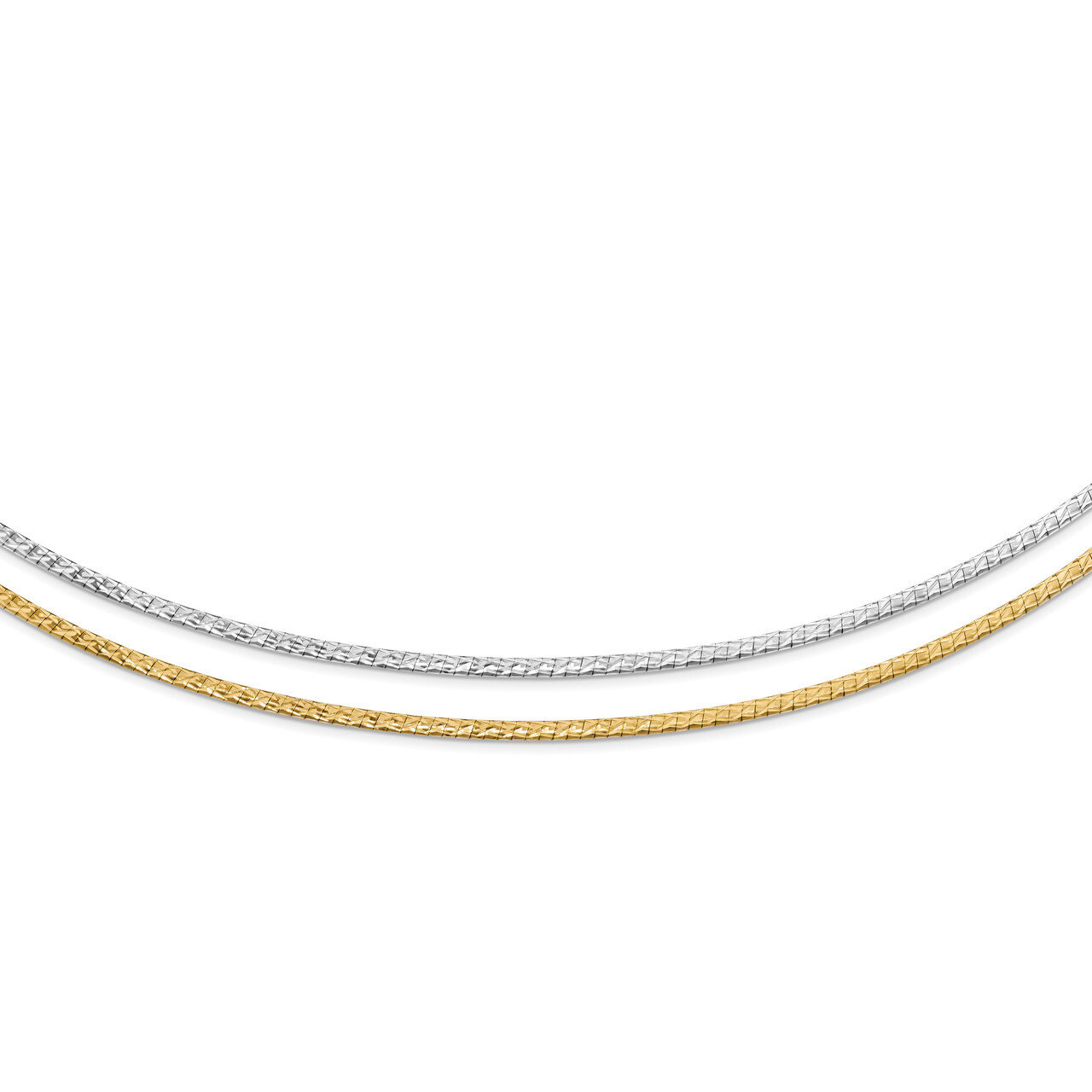 16 Inch 2mm with 2 inch Extender Reversible Omega Necklace 14k Two-Tone Gold SF2555-16