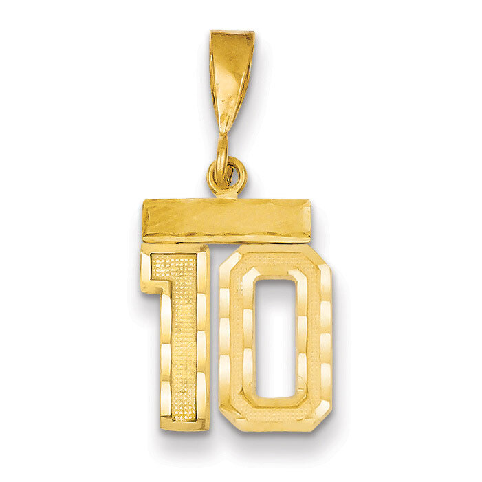 Number 10 Charm 14k Gold Small Diamond-cut SN10