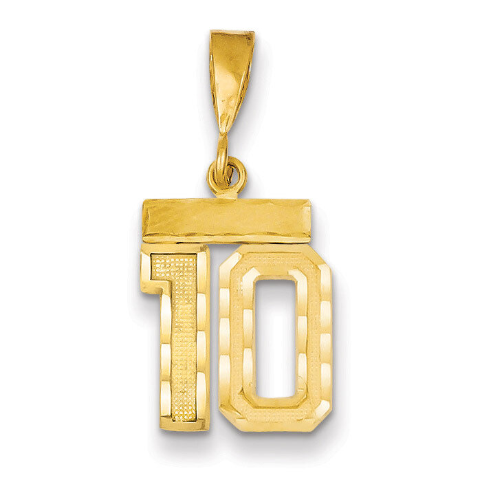 Number 10 Charm 14k Gold Small Diamond-cut SN10, MPN: SN10, 883957102573