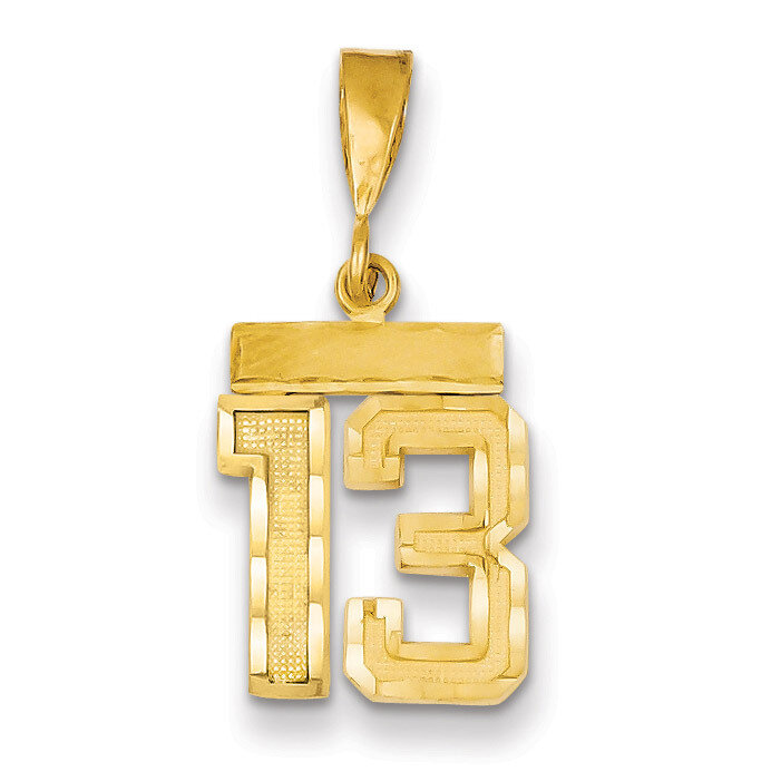 Number 13 Charm 14k Gold Small Diamond-cut SN13, MPN: SN13, 883957102603