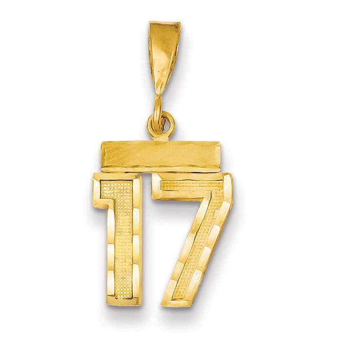 Number 17 Charm 14k Gold Small Diamond-cut SN17, MPN: SN17, 883957102641