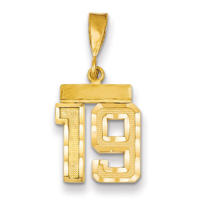 Number 19 Charm 14k Gold Small Diamond-cut SN19, MPN: SN19, 883957102665
