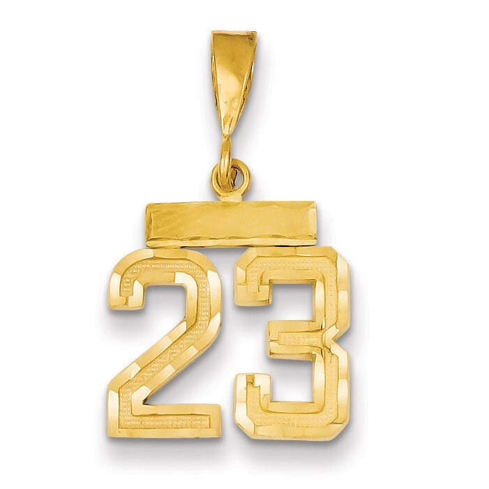 Number 23 Charm 14k Gold Small Diamond-cut SN23