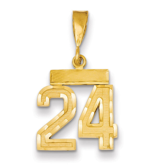 Number 24 Charm 14k Gold Small Diamond-cut SN24
