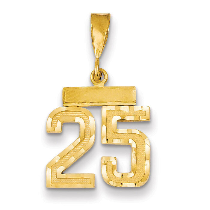 Number 25 Charm 14k Gold Small Diamond-cut SN25