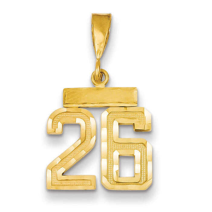 Number 26 Charm 14k Gold Small Diamond-cut SN26, MPN: SN26, 883957104188