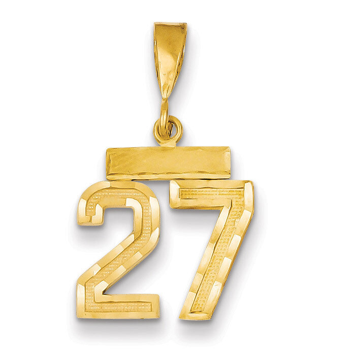 Number 27 Charm 14k Gold Small Diamond-cut SN27