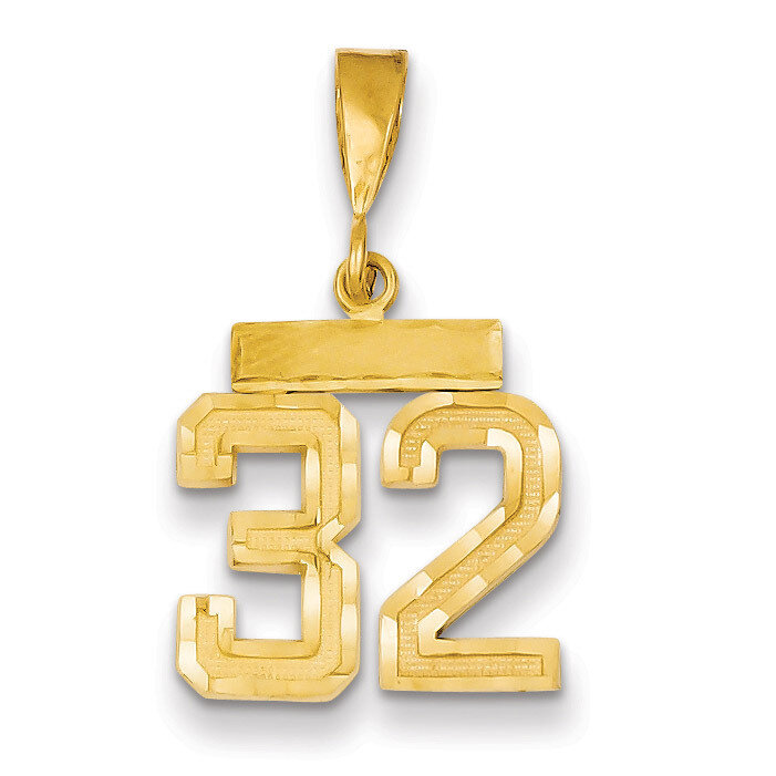 Number 32 Charm 14k Gold Small Diamond-cut SN32
