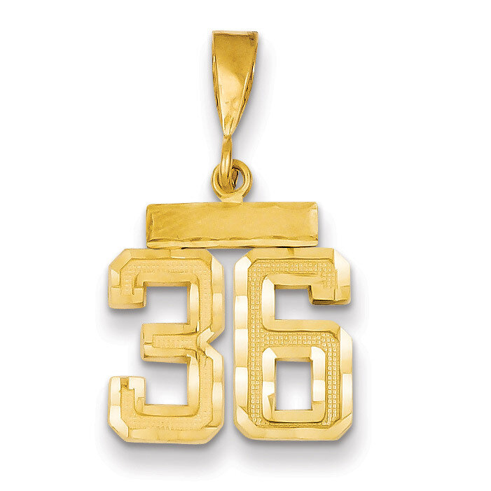 Number 36 Charm 14k Gold Small Diamond-cut SN36, MPN: SN36, 883957104294