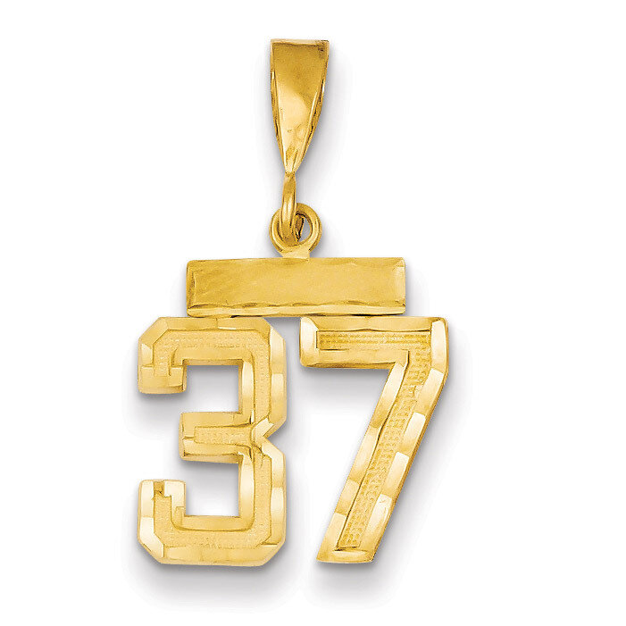 Number 37 Charm 14k Gold Small Diamond-cut SN37, MPN: SN37, 883957104300